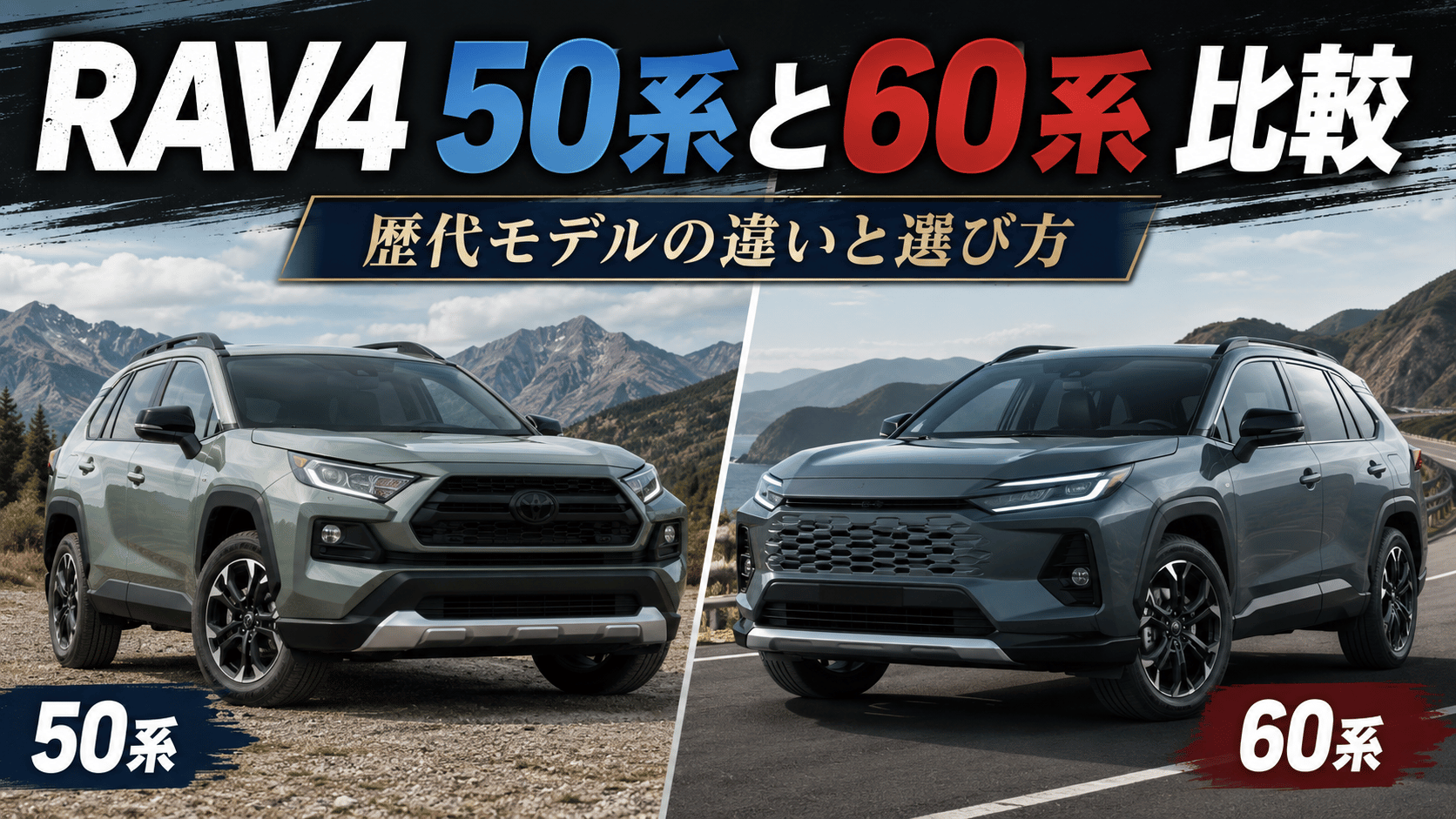RAV4 50系と60系を並べて比較した歴代モデルの違いと選び方のイメージ