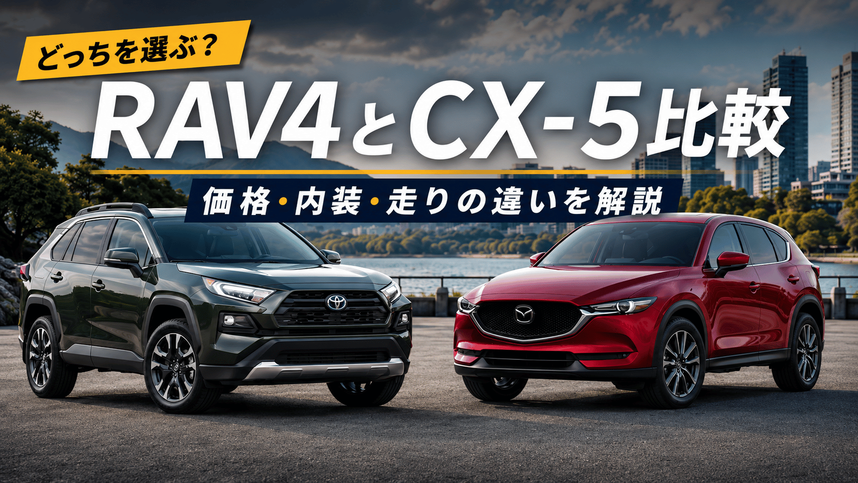 RAV4とCX-5を並べて価格・内装・走りの違いを比較したアイキャッチ画像